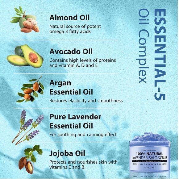 New Unopened Talia Heaven's Dew 100% Natural Lavender Salt Scrub Skincare 13 oz - Picture 7 of 13